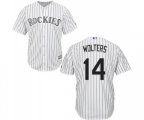 Colorado Rockies #14 Tony Wolters Replica White Home Cool Base Baseball Jersey