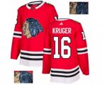 Chicago Blackhawks #16 Marcus Kruger Authentic Red Fashion Gold NHL Jersey