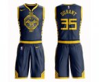 Golden State Warriors #35 Kevin Durant Authentic Navy Blue Basketball Suit Jersey - City Edition