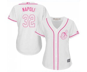 Women\'s Cleveland Indians #32 Mike Napoli Replica White Fashion Cool Base Baseball Jersey