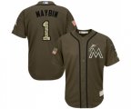 Miami Marlins #1 Cameron Maybin Authentic Green Salute to Service Baseball Jersey
