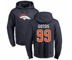Denver Broncos #99 Adam Gotsis Navy Blue Name & Number Logo Pullover Hoodie