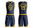 Golden State Warriors #13 Wilt Chamberlain Authentic Navy Blue Basketball Suit Jersey - City Edition