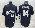 Los Angeles Dodgers #14 Enrique Hernandez Number Black Turn Back The Clock Stitched Cool Base Jersey