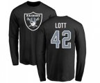 Oakland Raiders #42 Ronnie Lott Black Name & Number Logo Long Sleeve T-Shirt
