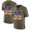 New York Giants #35 Curtis Riley Limited Olive USA Flag 2017 Salute to Service NFL Jersey