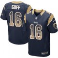 Los Angeles Rams #16 Jared Goff Elite Navy Blue Home Drift Fashion NFL Jersey