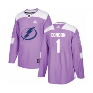 Tampa Bay Lightning #1 Mike Condon Authentic Purple Fights Cancer Practice Hockey Jersey