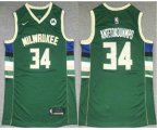 Milwaukee Bucks #34 Giannis Antetokounmpo Green 2021 Nike Swingman Stitched Jersey With NEW Sponsor Logo