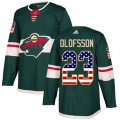 Minnesota Wild #23 Gustav Olofsson Authentic Green USA Flag Fashion NHL Jersey