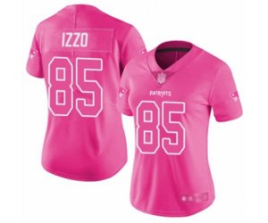 Women New England Patriots #85 Ryan Izzo Limited Pink Rush Fashion Football Jersey