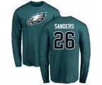 Philadelphia Eagles #26 Miles Sanders Green Name & Number Logo Long Sleeve T-Shirt