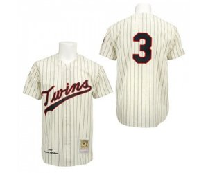 Minnesota Twins #3 Harmon Killebrew Authentic Cream Black Strip Throwback Baseball Jersey