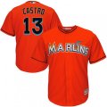 Miami Marlins #13 Starlin Castro Authentic Orange Alternate 1 Cool Base MLB Jersey