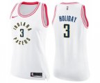 Women's Indiana Pacers #3 Aaron Holiday Swingman White Pink Fashion Basketball Jersey