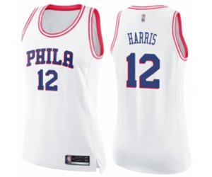 Women\'s Philadelphia 76ers #12 Tobias Harris Swingman White Pink Fashion Basketball Jersey