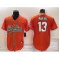 Miami Dolphins #13 Dan Marino Orange Stitched Cool Base Nike Baseball Jersey