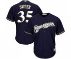Milwaukee Brewers #35 Brent Suter Replica Navy Blue Alternate Cool Base Baseball Jersey