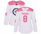 Women Winnipeg Jets #8 Jacob Trouba Authentic White Pink Fashion NHL Jersey
