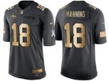 Denver Broncos #18 Peyton Manning Anthracite 2016 Christmas Gold NFL Limited Salute to Service Jersey
