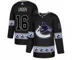 Vancouver Canucks #16 Trevor Linden Authentic Black Team Logo Fashion NHL Jersey