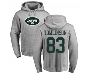 New York Jets #83 Eric Tomlinson Ash Name & Number Logo Pullover Hoodie