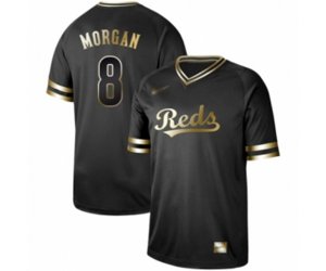 Cincinnati Reds #8 Joe Morgan Authentic Black Gold Fashion Baseball Jersey