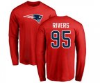 New England Patriots #95 Derek Rivers Red Name & Number Logo Long Sleeve T-Shirt