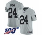 Oakland Raiders #24 Willie Brown Limited Silver Inverted Legend 100th Season Football Jersey