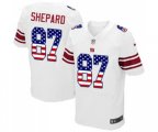 New York Giants #87 Sterling Shepard Elite White Road USA Flag Fashion Football Jersey
