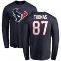 Houston Texans #87 Demaryius Thomas Navy Blue Name & Number Logo Long Sleeve T-Shirt