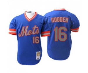 New York Mets #16 Dwight Gooden Authentic Blue 1983 Throwback Baseball Jersey