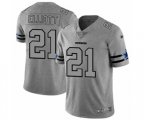 Dallas Cowboys #21 Ezekiel Elliott Gray Team Logo Gridiron Limited Football Jersey