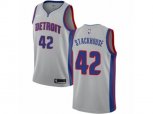 Detroit Pistons #42 Jerry Stackhouse Authentic Silver NBA Jersey Statement Edition