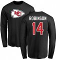 Kansas City Chiefs #14 Demarcus Robinson Black Name & Number Logo Long Sleeve T-Shirt