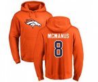 Denver Broncos #8 Brandon McManus Orange Name & Number Logo Pullover Hoodie