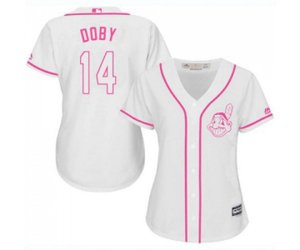 Women\'s Cleveland Indians #14 Larry Doby Replica White Fashion Cool Base Baseball Jersey