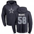Dallas Cowboys #58 Damontre Moore Navy Blue Name & Number Logo Pullover Hoodie