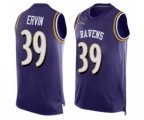 Baltimore Ravens #39 Tyler Ervin Elite Purple Player Name & Number Tank Top Football Jersey