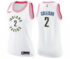 Women's Indiana Pacers #2 Darren Collison Swingman White Pink Fashion Basketball Jersey