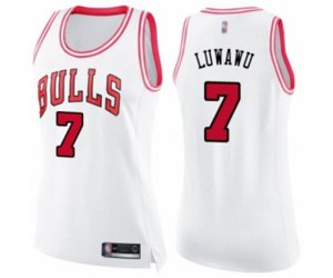 Women\'s Chicago Bulls #7 Timothe Luwawu Swingman White Pink Fashion Basketball Jersey