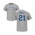 New York Yankees #21 Paul O'Neill Gray Name & Number T-Shirt