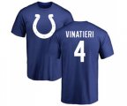 Indianapolis Colts #4 Adam Vinatieri Royal Blue Name & Number Logo T-Shirt