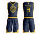 Golden State Warriors #3 Jordan Poole Authentic Navy Blue Basketball Suit Jersey - City Edition