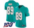 Miami Dolphins #89 Nat Moore Aqua Green Team Color Vapor Untouchable Limited Player 100th Season Football Jersey