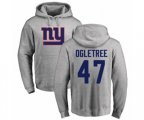 New York Giants #47 Alec Ogletree Ash Name & Number Logo Pullover Hoodie