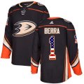 Anaheim Ducks #1 Reto Berra Authentic Black USA Flag Fashion NHL Jersey