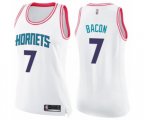 Women's Charlotte Hornets #7 Dwayne Bacon Swingman White Pink Fashion Basketball Jersey