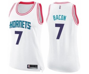 Women\'s Charlotte Hornets #7 Dwayne Bacon Swingman White Pink Fashion Basketball Jersey