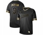 Oakland Athletics #9 Reggie Jackson Authentic Black Gold Fashion Baseball Jersey